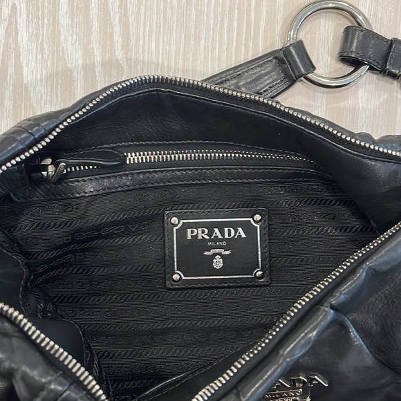 Prada Black Leather Purse w/ Silver Hardware - Picture 4 of 6